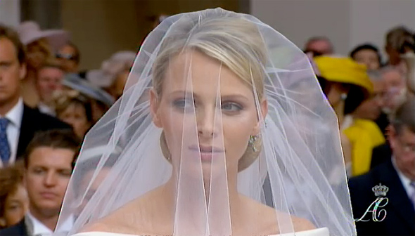 Charlene Wittstock in bridal gown at the religious ceremony today