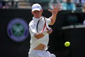 South African tennis player Kevin Anderson during his 2011 Wimbledon match with Novak Djokovic