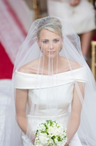 Princess Charlene in her wedding dress