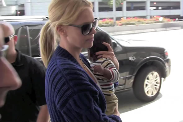 Charlize Theron and baby Jackon photograph