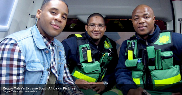 Reggie accompanied the SA Paramedics in the ambulance