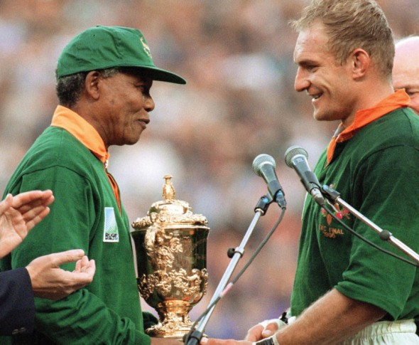 Nelson Mandela and Francois Pienaar Rugby World Cup 1995