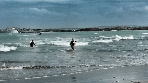 Kite-surfers rescue dog in Big Bay