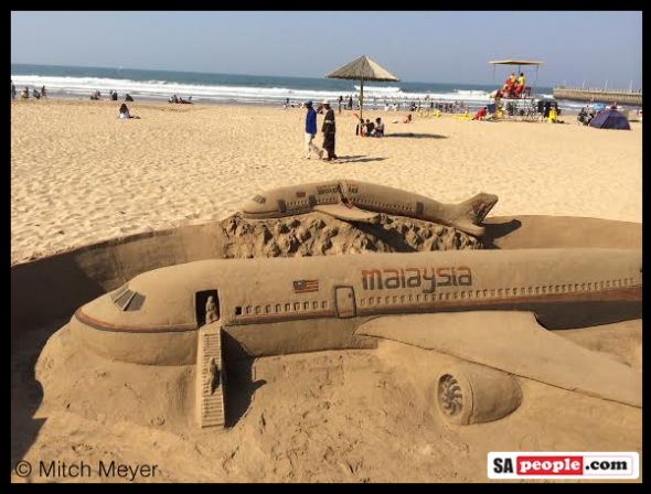 Air Malaysia sand sculpture on Durban beach