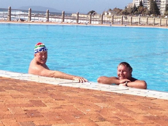 Otto Thaning with SA Open Water swimmer Roger Finch
