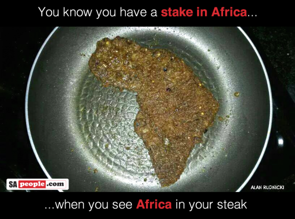Africa-shaped steak