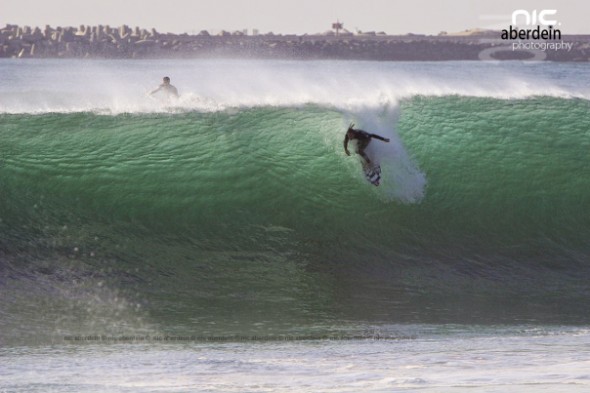 Experienced local big wave charger Ricky Basnett welcomed the conditions...