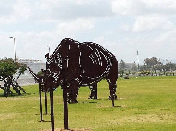 Rhinosaur art installation, Seapoint, Cape Town, South Africa