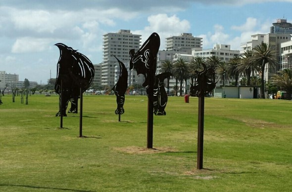 Rhinosaur art installation, Seapoint, Cape Town, South Africa