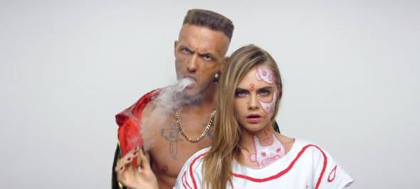 Supermodel Cara, features in the Ugly Boy video with Ninja. 
