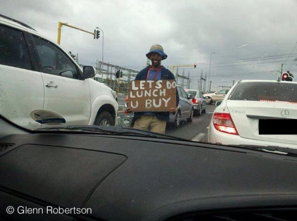Beggar with humour