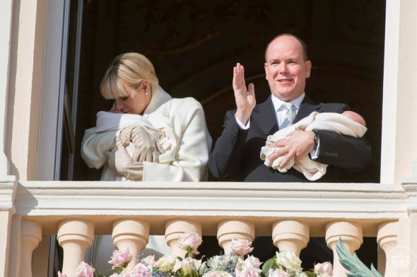 South African Princess Charlene kisses her baby on Palace balcony