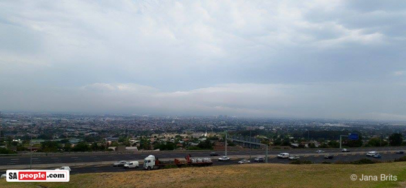 Cape Town today. Photo: Jana Brits‎ - "The blazing mountains covered in smoke, clouds and rain."