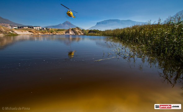 Helicopter Dipping into the Disa River, Hout Bay, this morning