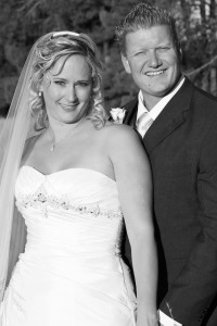 Jade & Ryan Ruthven on their wedding day in South Africa.