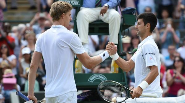 Kevin Anderson and Novak Djokovic at Wimbledon