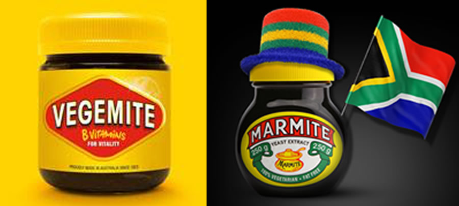 Vegemite in Australia, Marmite in South Africa. Photos: Facebook/Vegemite & Marmite SA pages.