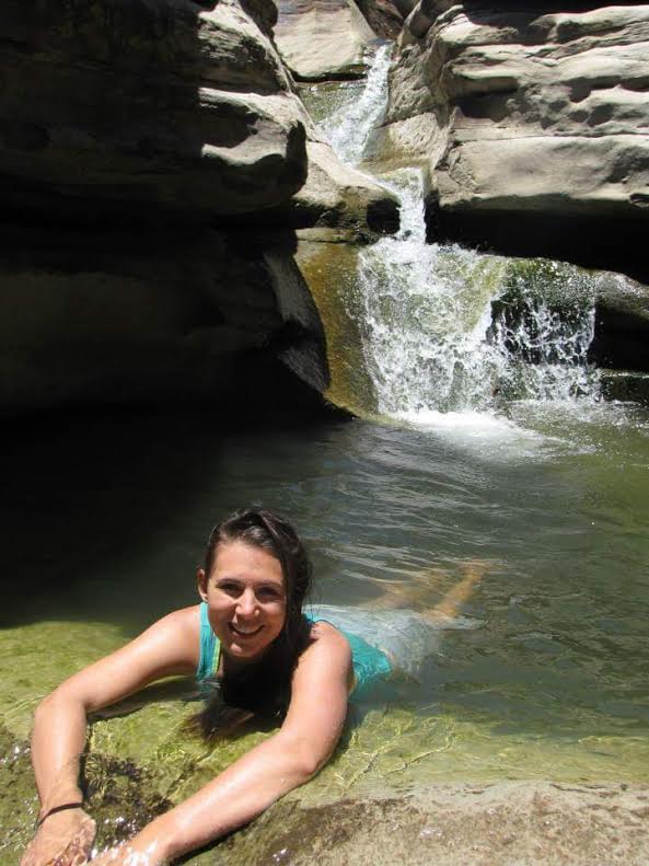 Lydia Hogewoning in a rockpool in Lesotho