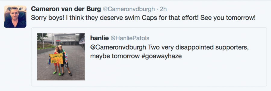 Cameron van der Burgh tweet to fans
