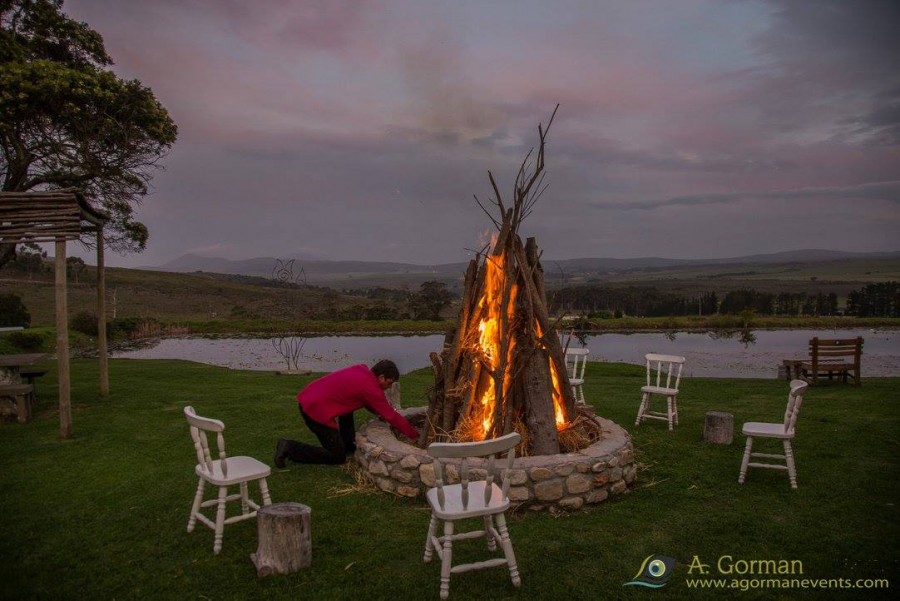  Peter Kastner, winemaker at Stanford Hills lighting the evening bonfire.