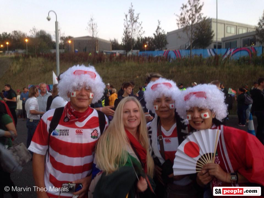 Springbok and Japan rugby world cup fans