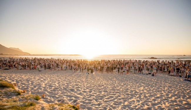 Yoga on the beach in Cape Town