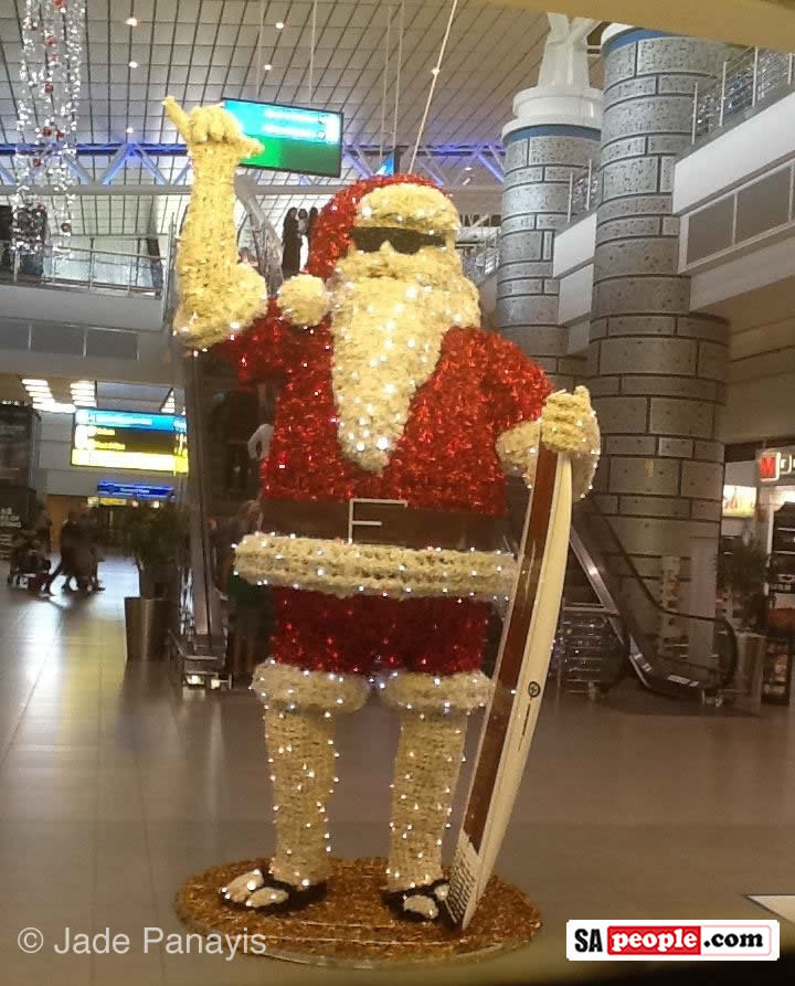 Surfer Santa Claus at Durban airport