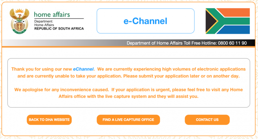 South African Smart ID Card Online page