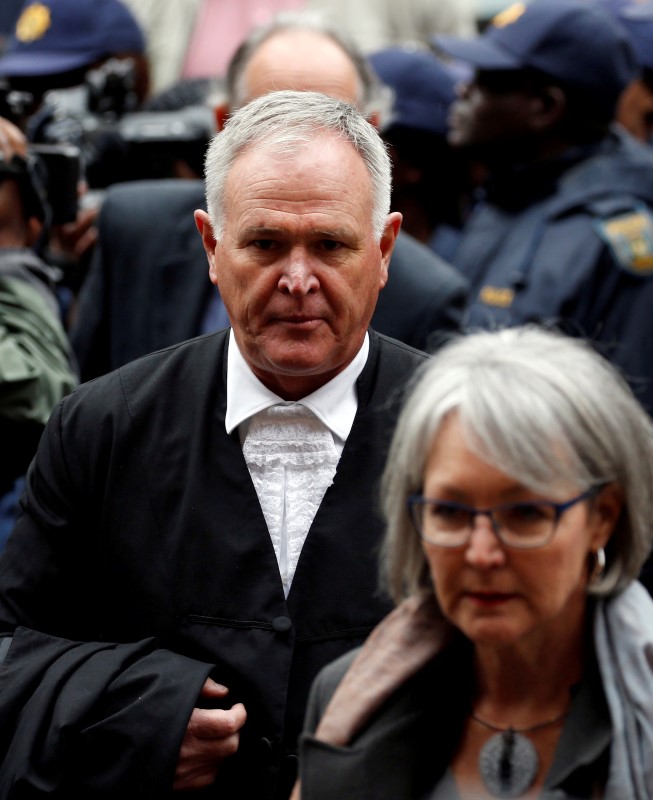 Barry Roux, defence lawyer for Oscar Pistorius, arrives for his sentencing at the Pretoria High Court, South Africa June 13,2016. REUTERS/Siphiwe Sibeko