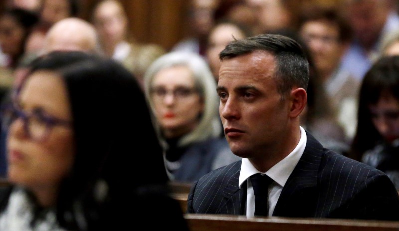 Former Paralympian Oscar Pistorius attends the sentencing for the murder of Reeva Steenkamp at the Pretoria High Court, South Africa June 13, 2016. REUTERS/Themba Hadebe/Pool