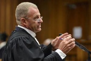 State Prosecutor Gerrie Nel speaks during the sentencing of former Paralympian Oscar Pistorius for the murder of Reeva Steenkamp at the Pretoria High Court, South Africa June 13, 2016. REUTERS/Phill Magakoe/Pool