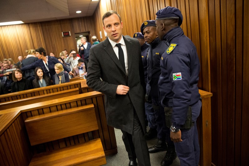 Olympic and Paralympic track star Oscar Pistorius arrives for sentencing at the North Gauteng High Court in Pretoria, South Africa, July 6, 2016. REUTERS/Marco Longari/Pool - RTX2JW6Y
