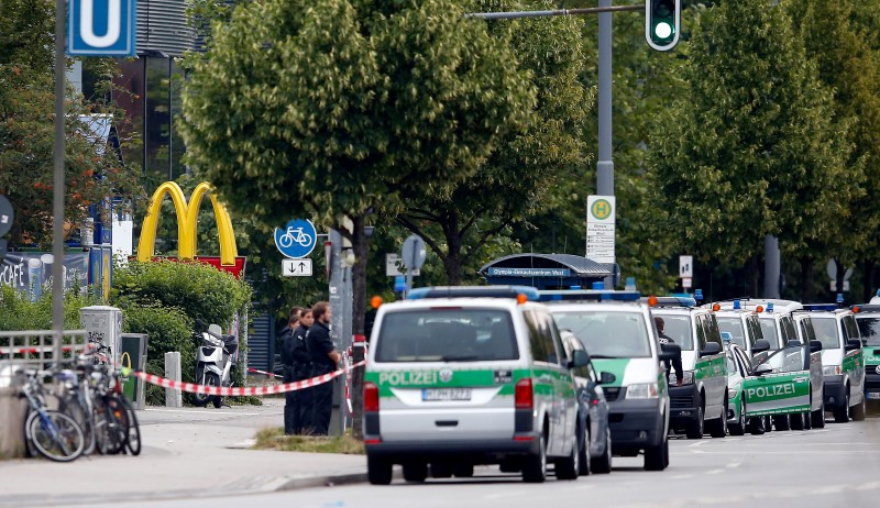 The entrance of a McDonalds restaurant is seen near the Olympia shopping mall, where yesterday's shooting rampage started, in Munich, Germany, July 23, 2016.   REUTERS/Michael Dalder