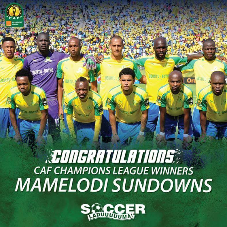 Supplied by Lerato Malatsi‎: "Africa has a new breed of Champions #Against all odds #Well done Sundowns #Well done South Africa ????????????????????"