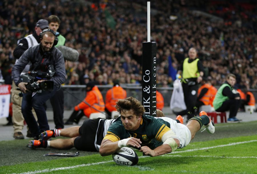 Britain Rugby Union - Barbarians v South Africa - The Killik Cup - Wembley Stadium - 5/11/16 South Africa's Rohan Janse Van Rensburg scores a try Action Images via Reuters / Paul Childs Livepic EDITORIAL USE ONLY.