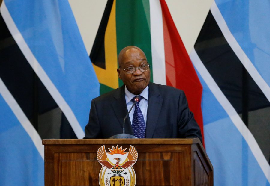 Jacob Zuma,president of South Africa speaks during the 3rd Session of the Botswana-South Africa Bi-National Commission (BNC) in Pretoria, South Africa, November 11, 2016. REUTERS/Siphiwe Sibeko/File