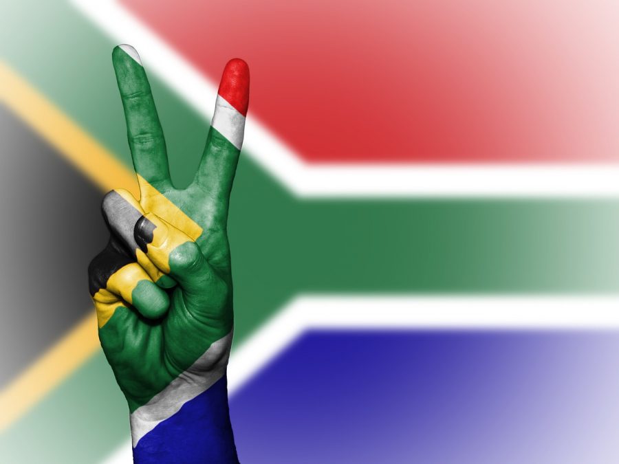 South African flag with peace sign