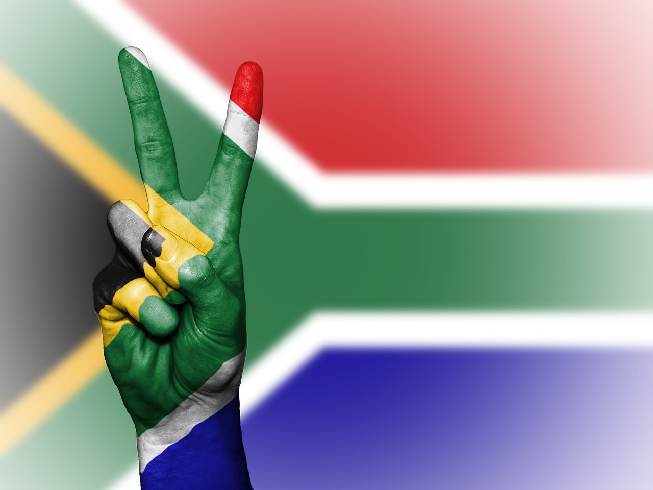 South African flag with peace sign