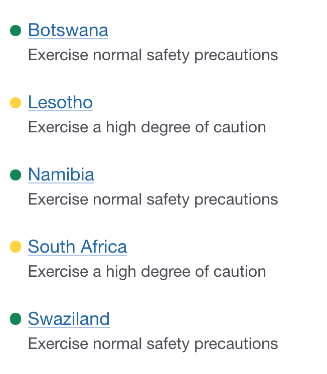 australia travel advisory south africa