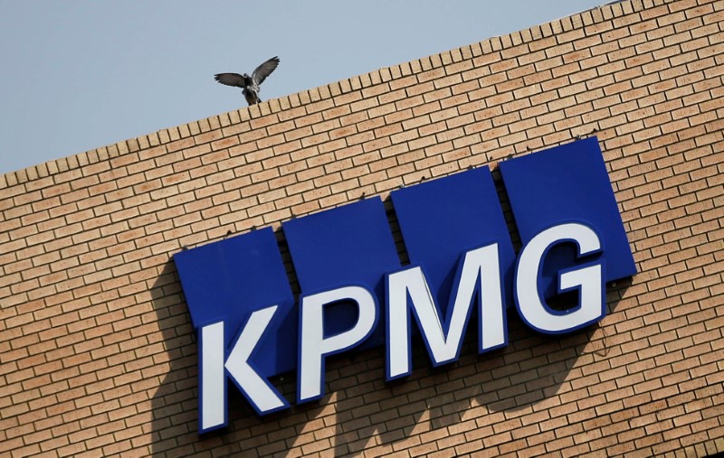 The KPMG logo is seen at the company's head offices in Parktown, Johannesburg