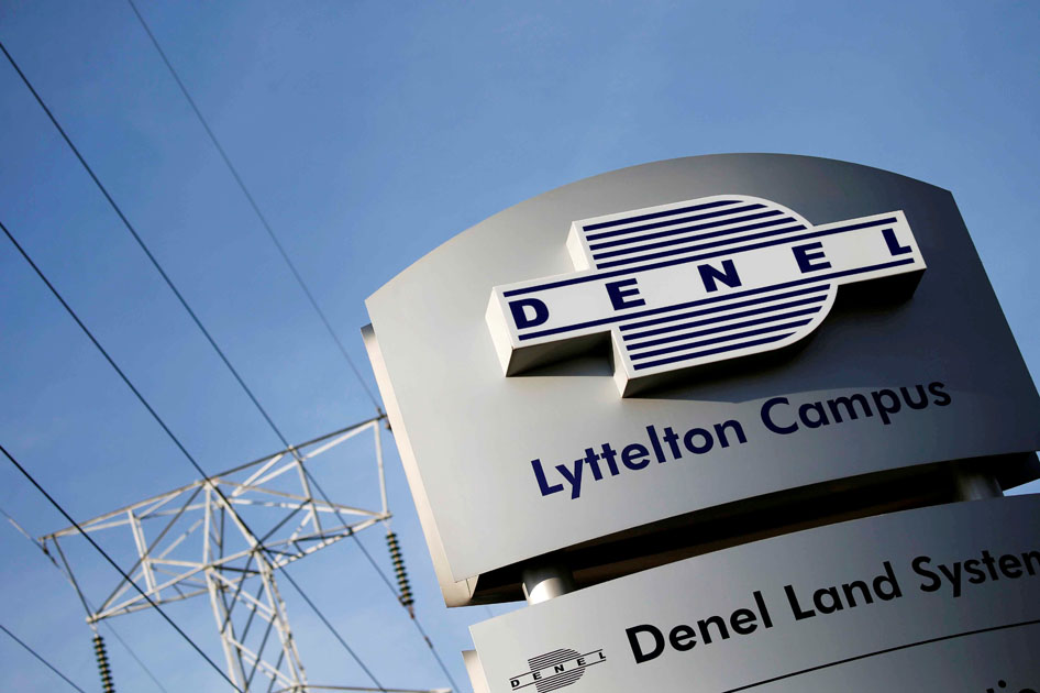 Denel company logo is seen at the entrance of their business divisions in Pretoria