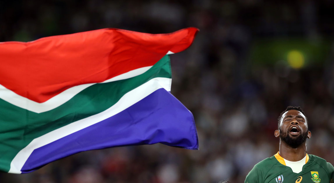 South Africa's Siya Kolisi during the national anthem before the match.