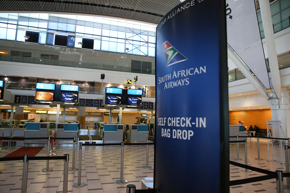 Deserted counters are seen as South African Airways (SAA) workers downed tools on Friday in a strike over wages and job cuts, at Cape Town International Airport in Cape Town
