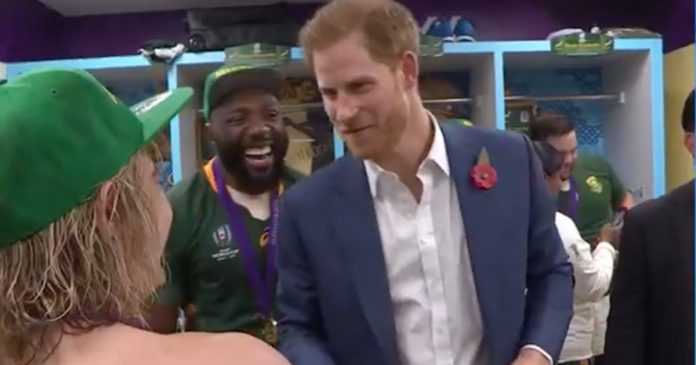 Watch When Prince Harry Met The Springboks In Their Dressing Room Sa