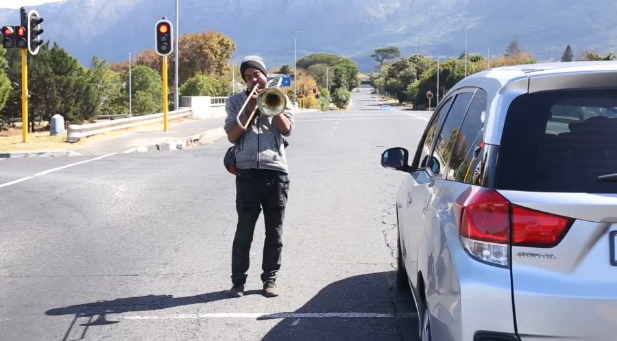 Busker with no audience South Africa