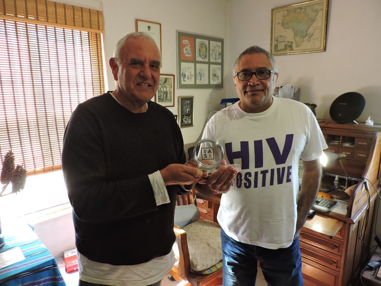Zackie Achmat (right) with friend of many decades Jack Lewis after Achmat received the 2018 International AIDS Society President’s award on a webinar on Thursday.