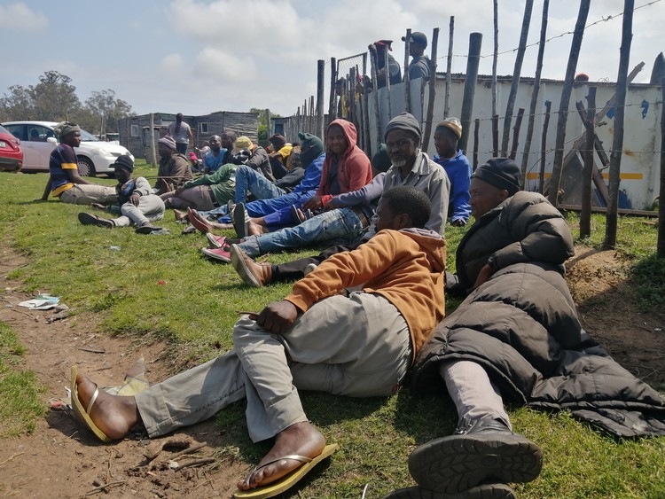 Former Dippin Blu Racing grooms in Port Elizabeth during a meeting outside the Fairview informal settlement where most of them live. Photo: Mkhuseli Sizani