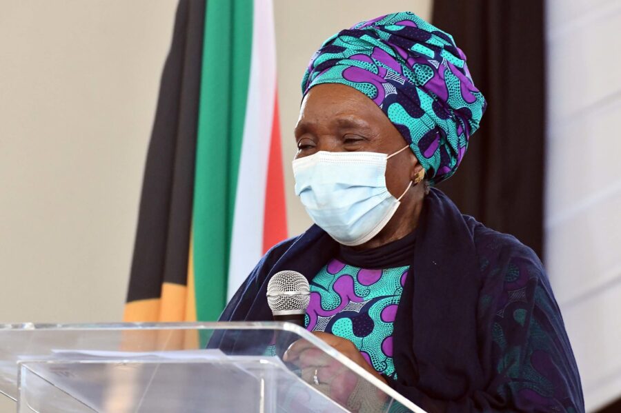Minister Nkosazana Dlamini Zuma at the launch of the Harry Gwala District Development Model , today 14 October 2020. Photo: GCIS