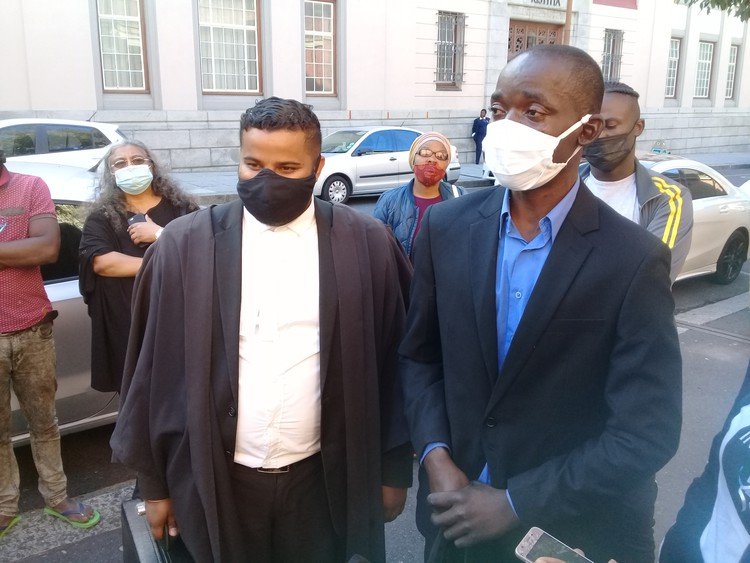 Lawyer Shaun Balram with his client Frederick Mhangazo at the Cape Town Magistrates’ Court on Wednesday. Photo: Marecia Damons