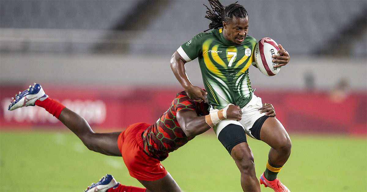 TOKYO, JAPAN - JULY 26: Branco du Preez in action during the match between South Africa and Kenya at Tokyo Stadium at the Tokyo 2020 Olympic Games on July 26 2021 in Tokyo, Japan. (Photo by Anton Geyser/SASPA/SASI)